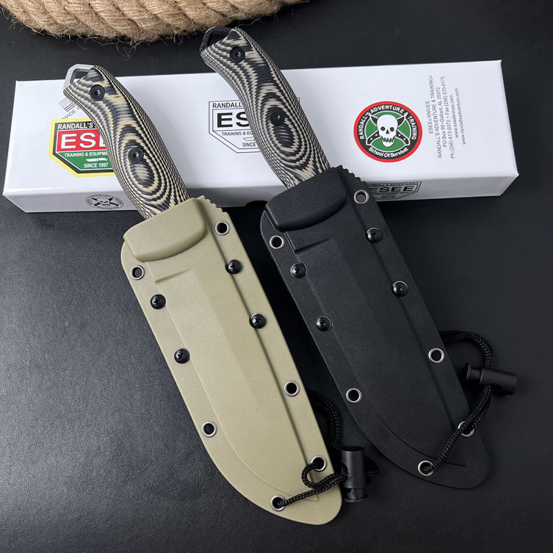 ESEE Knives ESEE-5P 5.28'' 1095 Steel Plain Edge, 3D Machined Gray/Black G10 Handles, Clip Plate