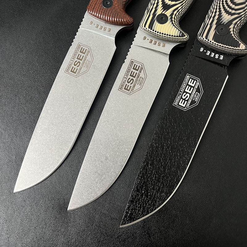 ESEE Knives ESEE-6P 6.3'' 1095 Steel Plain Edge, 3D Machined G10 Handles, Clip Plate