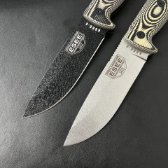 ESEE Knives ESEE-5P 5.28'' 1095 Steel Plain Edge, 3D Machined Gray/Black G10 Handles, Clip Plate