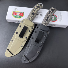 ESEE Knives ESEE-5P 5.28'' 1095 Steel Plain Edge, 3D Machined Gray/Black G10 Handles, Clip Plate