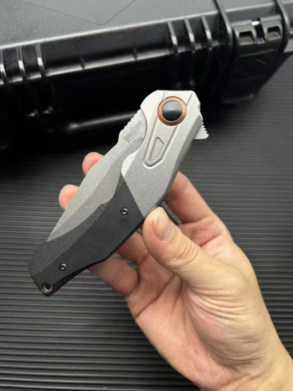 Kershaw 2075 Payout Assisted Flipper Knife 3.5" Stonewashed D2 Clip Point Blade, Black G10 Handle with Stainless Steel Bolster