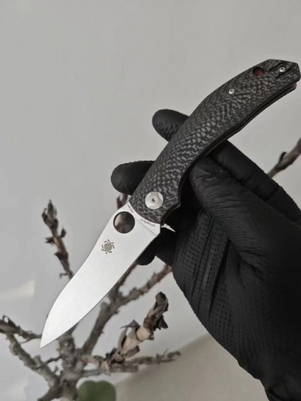 Spy Kapara Folding Knife 3.54" S30V Satin Plain Blade, Carbon Fiber Handles, Compression Lock - C241CF