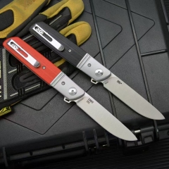 CRKT 5720 Bamboozled Assisted Flipper Knife 3.27" D2 Satin Plain Blade, Black G10 Handles with Steel Bolsters