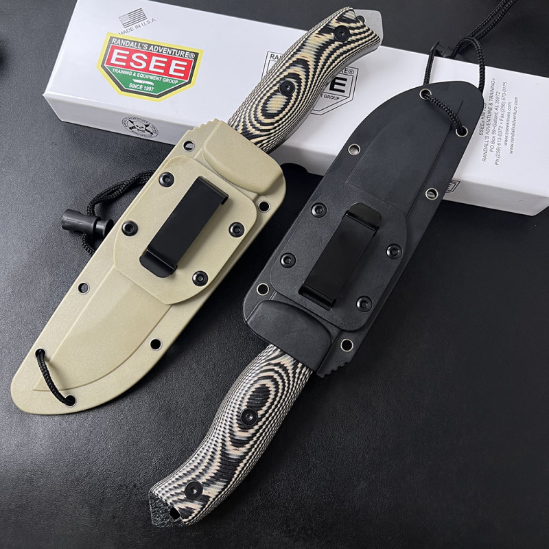 ESEE Knives ESEE-6P 6.3'' 1095 Steel Plain Edge, 3D Machined G10 Handles, Clip Plate