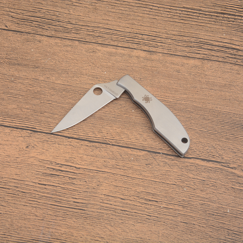 Spy Micro-Size Folding Knife 2.44" 3Cr13 Satin Plain Blade, Stainless Steel Handles, Slipjoint (non-locking) - C137P