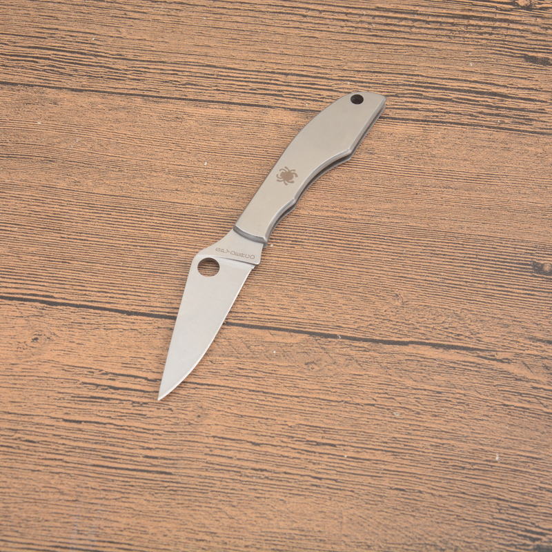 Spy Micro-Size Folding Knife 2.44" 3Cr13 Satin Plain Blade, Stainless Steel Handles, Slipjoint (non-locking) - C137P