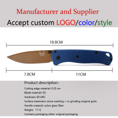 Benchmade 535 Bugout AXIS Folding Knife 3.24" D2 Satin Plain Blade, Nylon Glass Fiber Handles