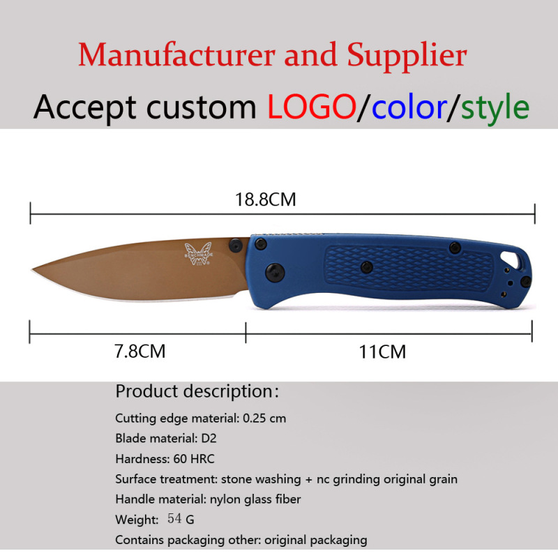 Benchmade 535 Bugout AXIS Folding Knife 3.24" D2 Satin Plain Blade, Nylon Glass Fiber Handles