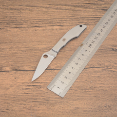 Spy Micro-Size Folding Knife 2.44" 3Cr13 Satin Plain Blade, Stainless Steel Handles, Slipjoint (non-locking) - C137P