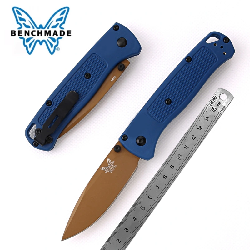 Benchmade 535 Bugout AXIS Folding Knife 3.24" D2 Satin Plain Blade, Nylon Glass Fiber Handles