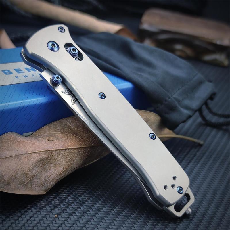 Benchmade Bailout AXIS Folding Knife 3.34" M390 Tanto Plain Blade, TC4 Handles - 537GY-1