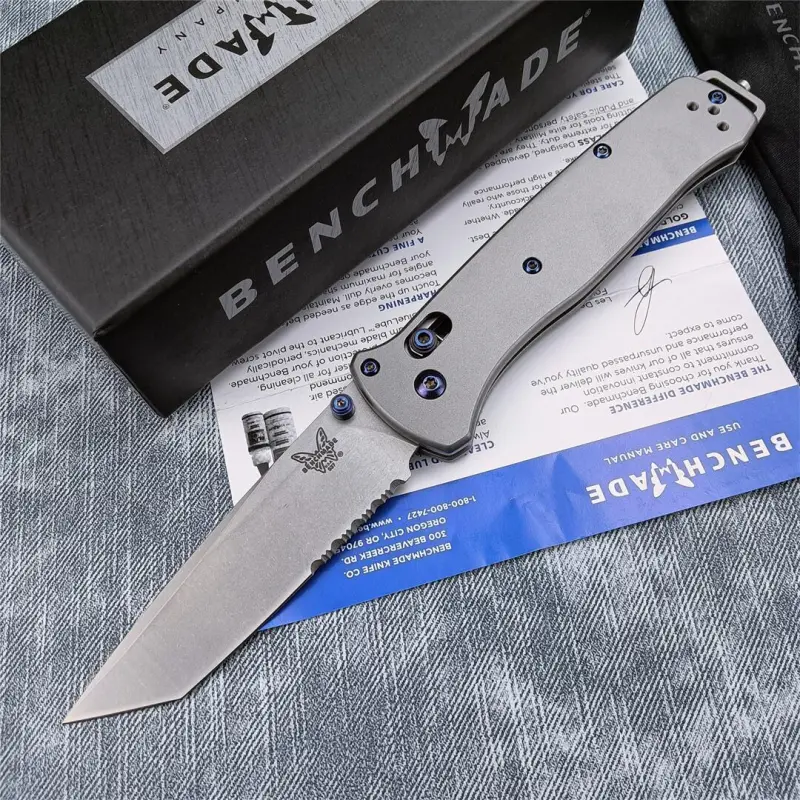 Benchmade Bailout AXIS Folding Knife 3.34" M390 Tanto Plain Blade, TC4 Handles - 537GY-1