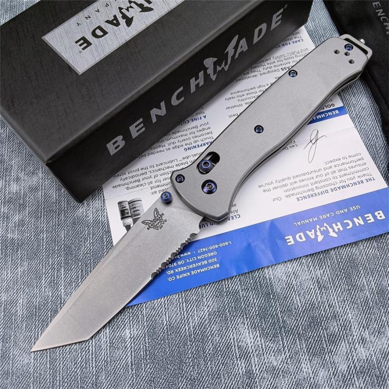 Benchmade Bailout AXIS Folding Knife 3.34" M390 Tanto Plain Blade, TC4 Handles - 537GY-1