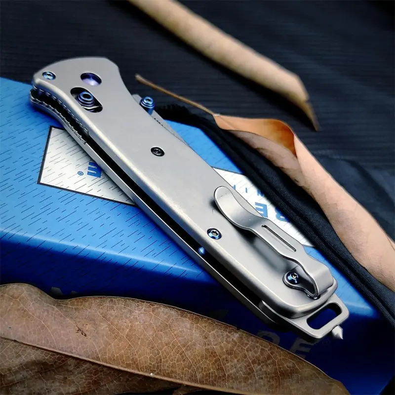 Benchmade Bailout AXIS Folding Knife 3.34" M390 Tanto Plain Blade, TC4 Handles - 537GY-1
