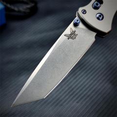 Benchmade Bailout AXIS Folding Knife 3.34" M390 Tanto Plain Blade, TC4 Handles - 537GY-1