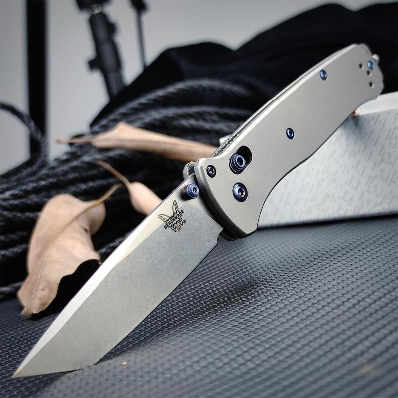 Benchmade Bailout AXIS Folding Knife 3.34" M390 Tanto Plain Blade, TC4 Handles - 537GY-1