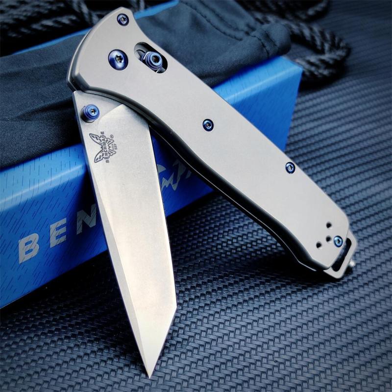 Benchmade Bailout AXIS Folding Knife 3.34" M390 Tanto Plain Blade, TC4 Handles - 537GY-1