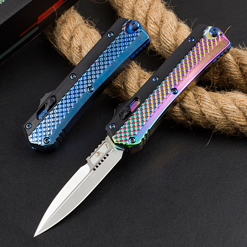 Microtech Glykon AUTO OTF Knife 3.58" D2 Blade, G10+Zinc Alloy Handles