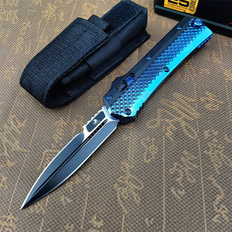 Microtech Glykon AUTO OTF Knife 3.58" D2 Blade, G10+Zinc Alloy Handles
