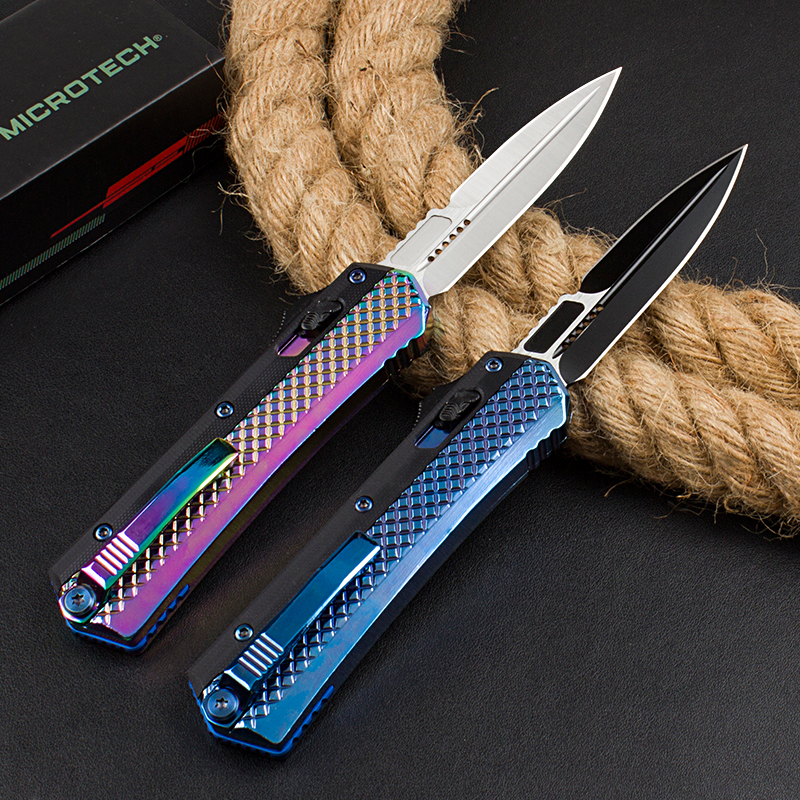 Microtech Glykon AUTO OTF Knife 3.58" D2 Blade, G10+Zinc Alloy Handles