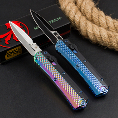 Microtech Glykon AUTO OTF Knife 3.58" D2 Blade, G10+Zinc Alloy Handles