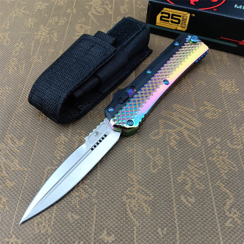 Microtech Glykon AUTO OTF Knife 3.58" D2 Blade, G10+Zinc Alloy Handles