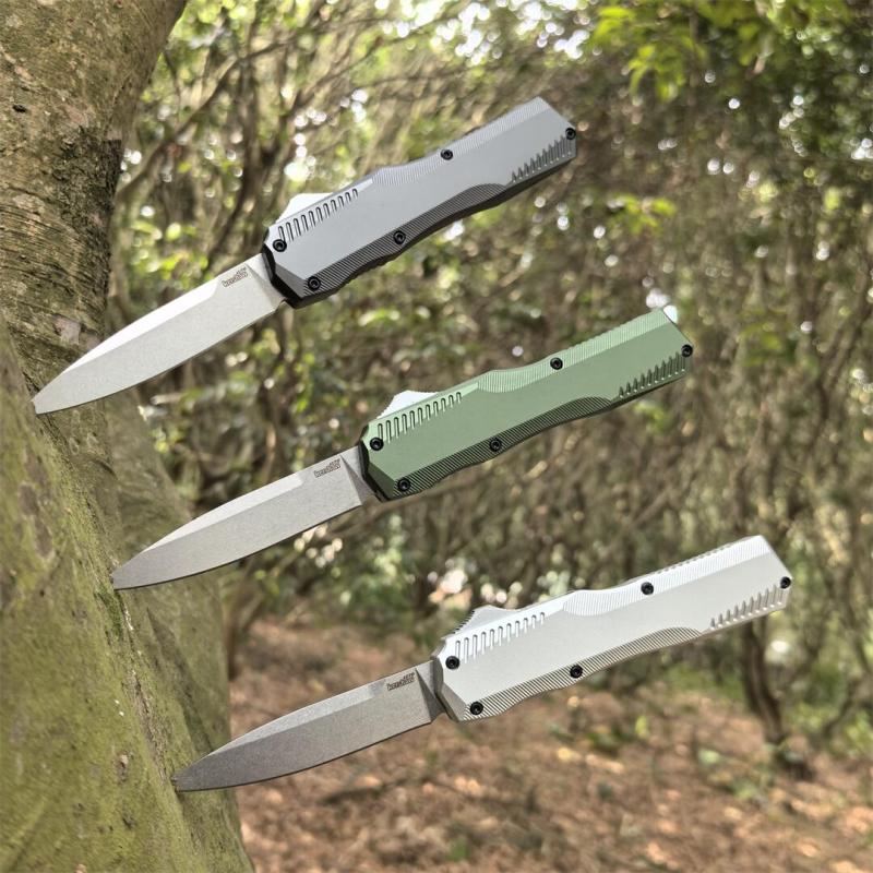Kershaw 9000 Matt Diskin Livewire OTF AUTO Knife 3.3" CPM-MagnaCut Stonewashed Spear Point Blade, Black Aluminum Handles