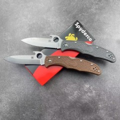 Spy Endura 4 Folding Knife 3.75" VG10 Plain Blade, Black FRN Handles, Lockback - C10PBK