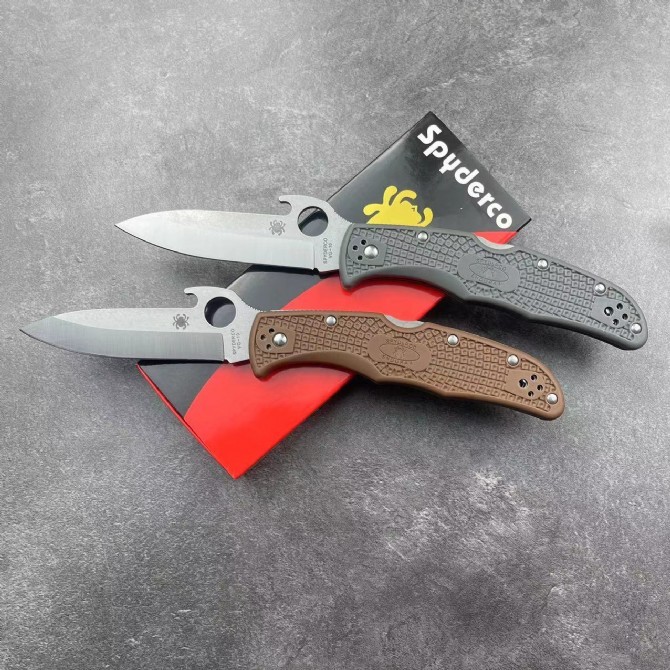 Spy Endura 4 Folding Knife 3.75" VG10 Plain Blade, Black FRN Handles, Lockback - C10PBK