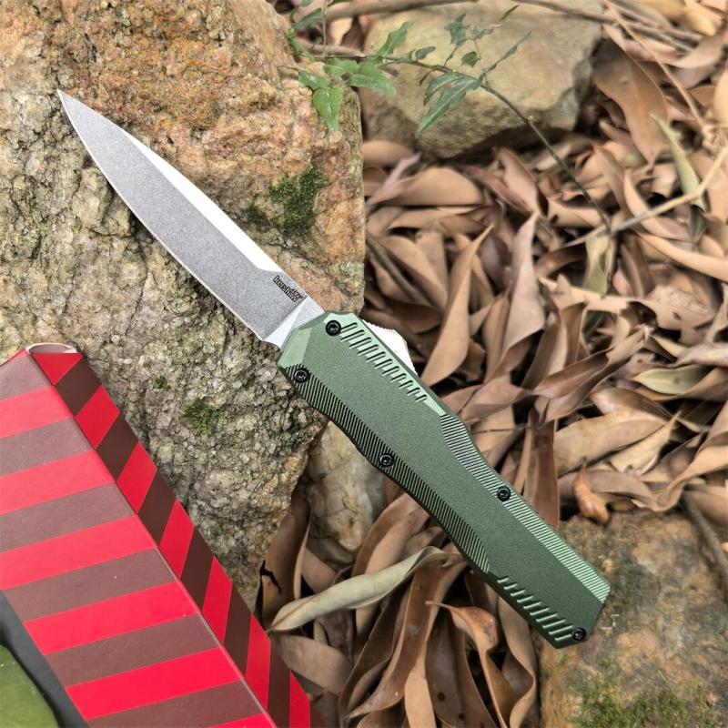 Kershaw 9000 Matt Diskin Livewire OTF AUTO Knife 3.3" CPM-MagnaCut Stonewashed Spear Point Blade, Black Aluminum Handles