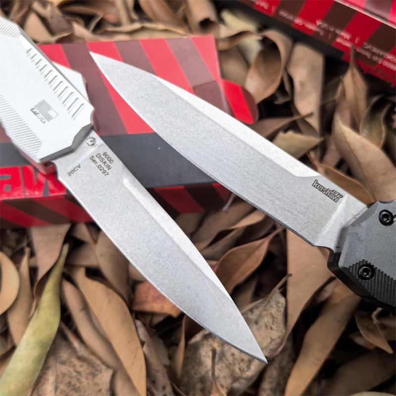 Kershaw 9000 Matt Diskin Livewire OTF AUTO Knife 3.3" CPM-MagnaCut Stonewashed Spear Point Blade, Black Aluminum Handles