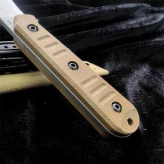 Bastinelli Silence Slim Fixed Blade Knife 4.75" N690Co Black Stonewashed Plain Blade, Green Canvas Micarta Handles, Kydex Sheath - BC-22
