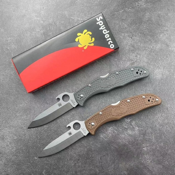 Spy Endura 4 Folding Knife 3.75" VG10 Plain Blade, Black FRN Handles, Lockback - C10PBK