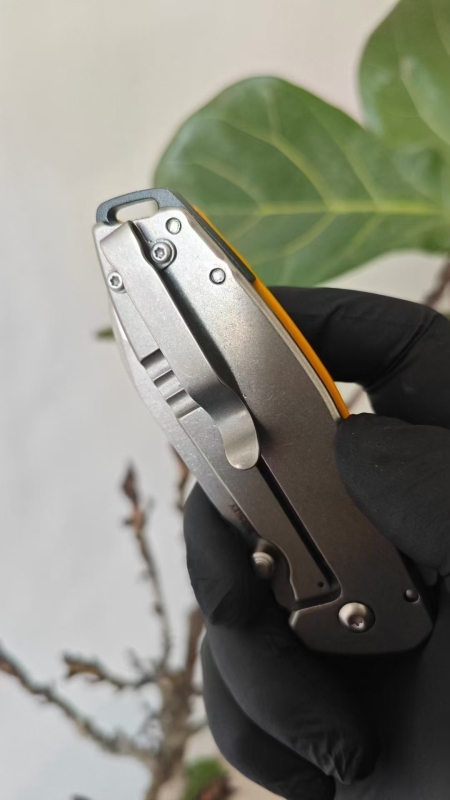 CRKT Denut x CRKT 2495Y Flipper Knife 2.83" D2 Satin Plain Blade, G10 Handles with Steel Bolsters