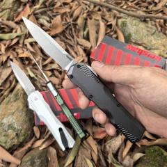 Kershaw 9000 Matt Diskin Livewire OTF AUTO Knife 3.3" CPM-MagnaCut Stonewashed Spear Point Blade, Black Aluminum Handles