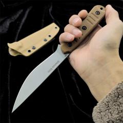 Bastinelli Silence Slim Fixed Blade Knife 4.75" N690Co Black Stonewashed Plain Blade, Green Canvas Micarta Handles, Kydex Sheath - BC-22
