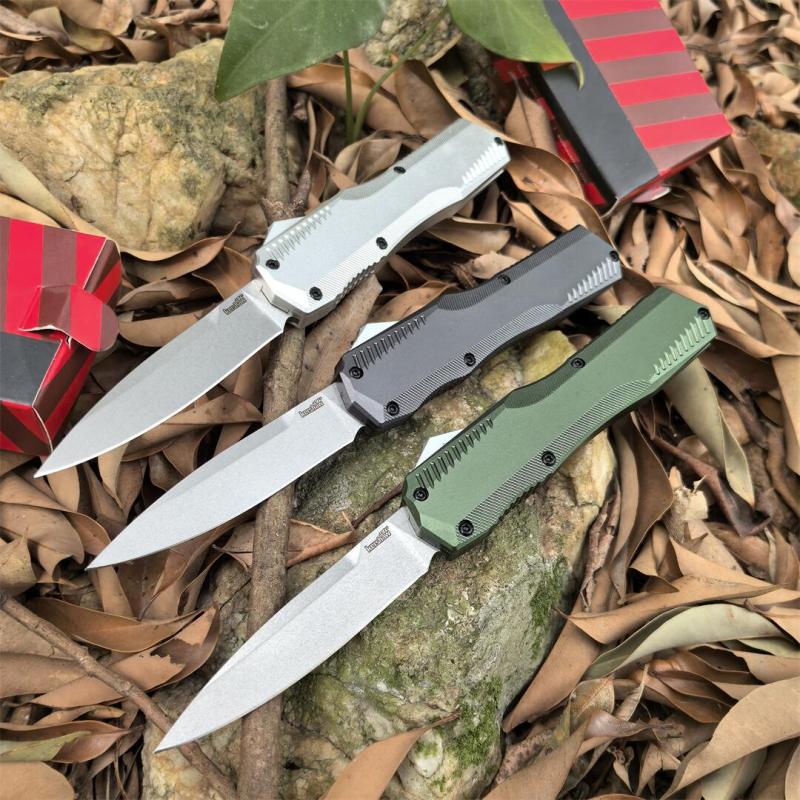 Kershaw 9000 Matt Diskin Livewire OTF AUTO Knife 3.3" CPM-MagnaCut Stonewashed Spear Point Blade, Black Aluminum Handles