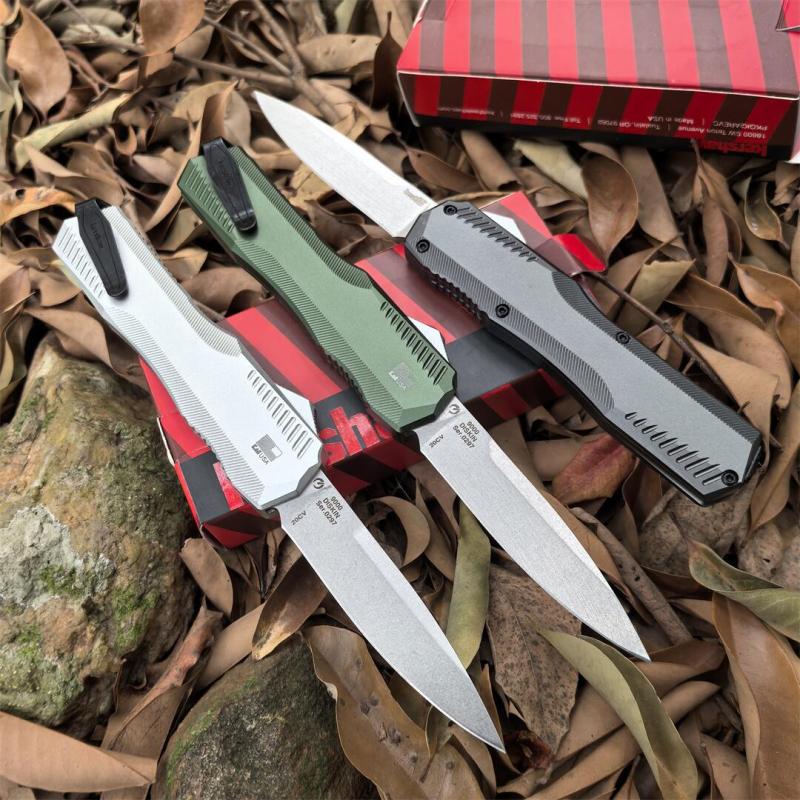 Kershaw 9000 Matt Diskin Livewire OTF AUTO Knife 3.3" CPM-MagnaCut Stonewashed Spear Point Blade, Black Aluminum Handles