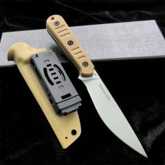 Bastinelli Silence Slim Fixed Blade Knife 4.75" N690Co Black Stonewashed Plain Blade, Green Canvas Micarta Handles, Kydex Sheath - BC-22