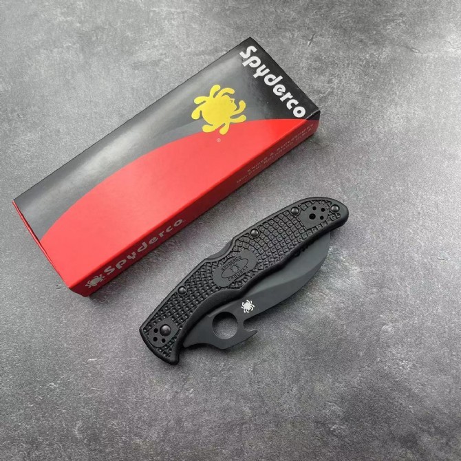 Spyderco C12 Emerson Opener Folding Knife 3.62" VG10 Serrated Blade with Wave, Black FRN Handles, Lockback - C12SBK