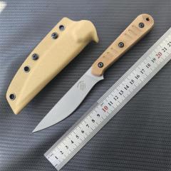 Bastinelli Silence Slim Fixed Blade Knife 4.75" N690Co Black Stonewashed Plain Blade, Green Canvas Micarta Handles, Kydex Sheath - BC-22