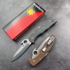 Spy Endura 4 Folding Knife 3.75" VG10 Plain Blade, Black FRN Handles, Lockback - C10PBK
