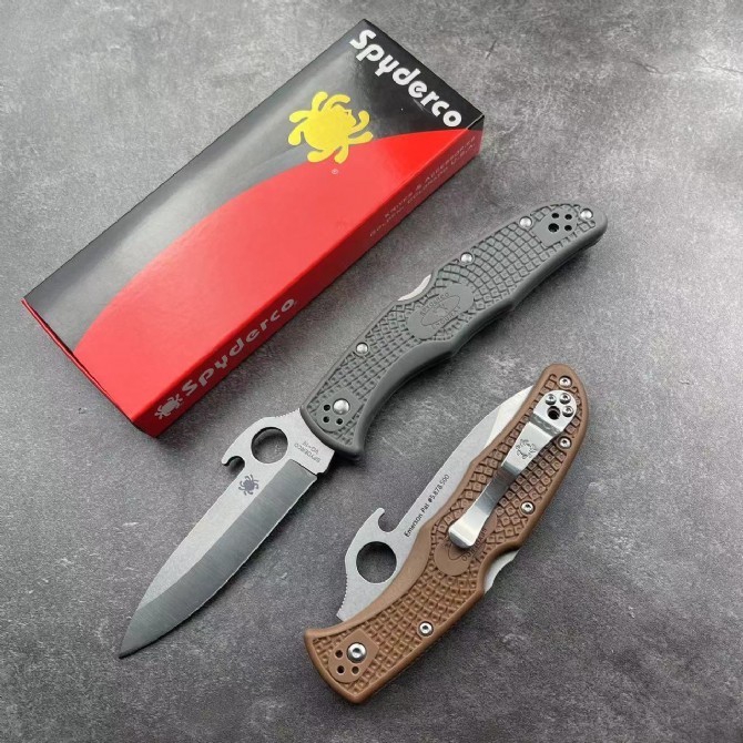 Spy Endura 4 Folding Knife 3.75" VG10 Plain Blade, Black FRN Handles, Lockback - C10PBK