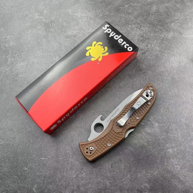 Spy Endura 4 Folding Knife 3.75" VG10 Plain Blade, Black FRN Handles, Lockback - C10PBK