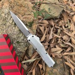Kershaw 9000 Matt Diskin Livewire OTF AUTO Knife 3.3" CPM-MagnaCut Stonewashed Spear Point Blade, Black Aluminum Handles