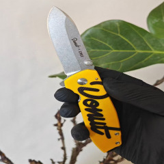 CRKT Denut x CRKT 2495Y Flipper Knife 2.83" D2 Satin Plain Blade, G10 Handles with Steel Bolsters