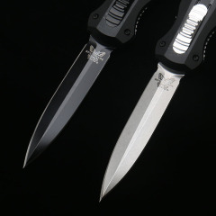 Benchmade 3320 Infidel Dagger AUTO OTF Knife 3.85" D2 Black Double Edge Blade, Aluminum Handles