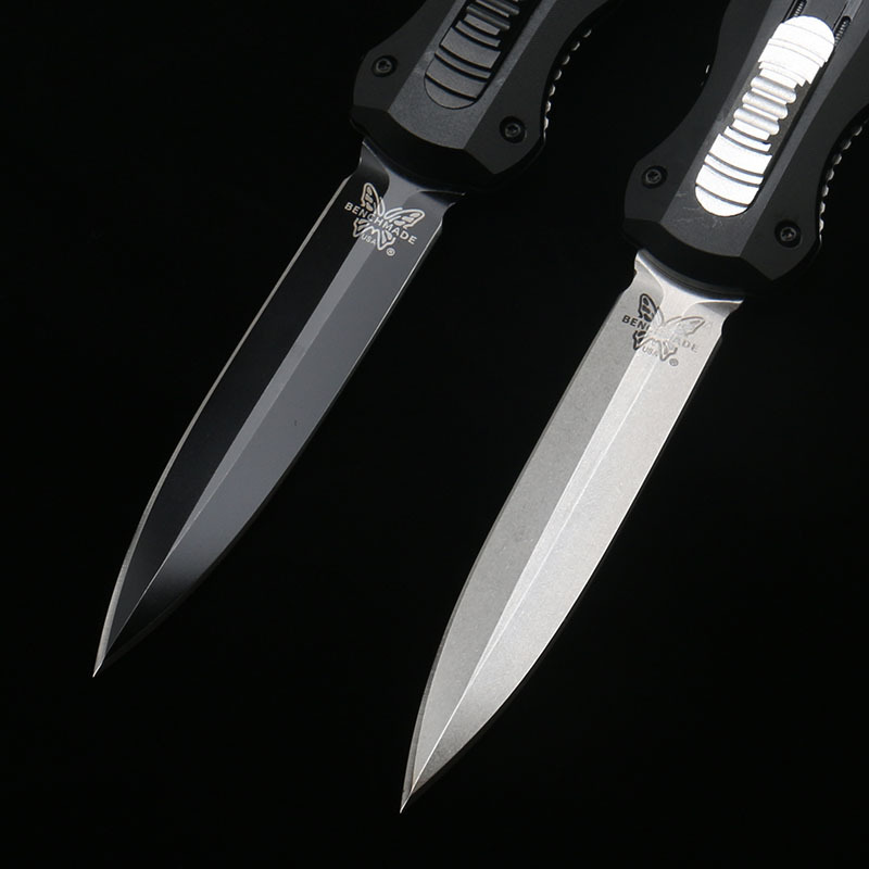 Benchmade 3320 Infidel Dagger AUTO OTF Knife 3.85" D2 Black Double Edge Blade, Aluminum Handles