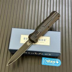 Benchmade 3320 Infidel Dagger AUTO OTF Knife 3.85" D2 Black Double Edge Blade, Aluminum Handles