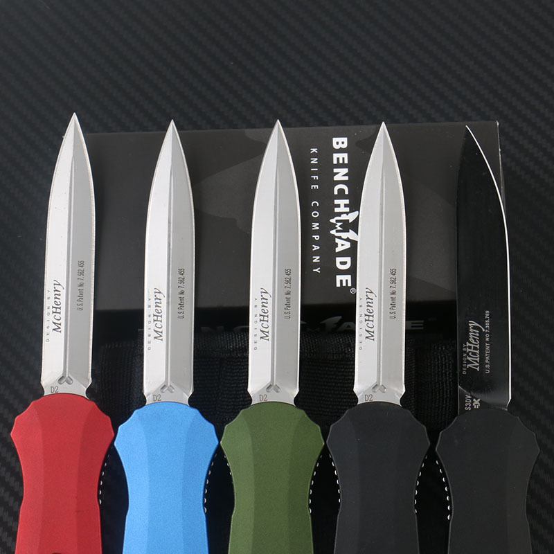Benchmade 3300BK Infidel Dagger AUTO OTF Knife 3.85" D2 Black Double Edge Blade, Aviation Aluminum Handles